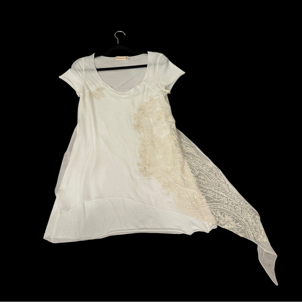 White and Cream Embroidered Dress designed by 4Love And Liberty/Johnny Was
